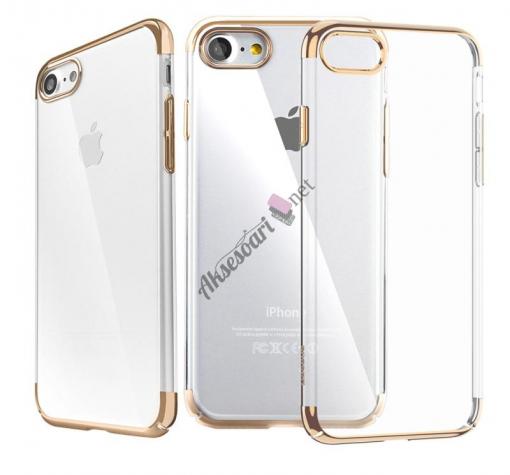 Луксозен твърд гръб FSHANG HEPTA Case за Apple iPhone 7 - прозрачен / златист кант