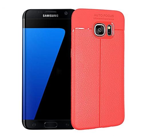 Луксозен силиконов калъф / гръб / TPU за Samsung S7 G930 - червен / имитиращ кожа