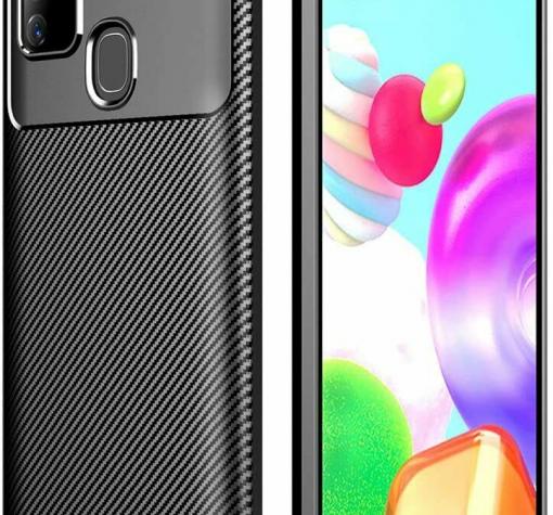 Луксозен силиконов калъф / гръб / TPU Auto Focus за Samsung A21s - черен / Carbon