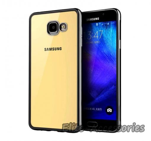 Луксозен твърд гръб за Samsung A3 2016 A310 - прозрачен / черен кант