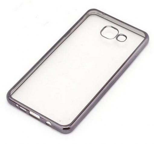Луксозен твърд гръб за Samsung A5 2016 A510 - прозрачен / сив кант
