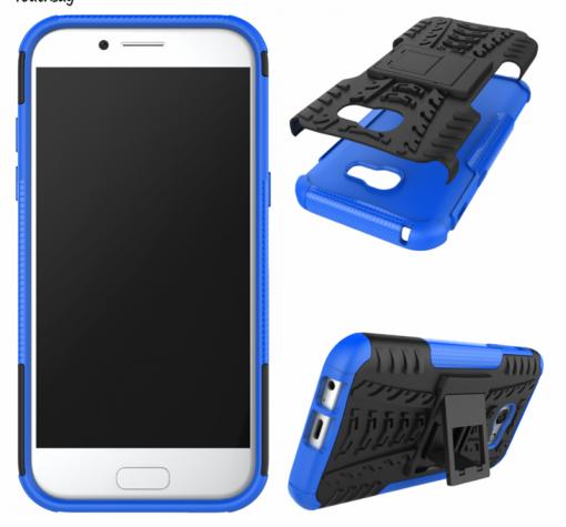 Силиконов гръб TPU Hybrid с твърда част и стойка за Samsung A5 2017 A520 - черен със синьо
