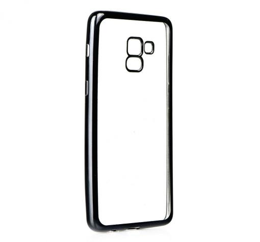 Луксозен силиконов калъф / гръб / TPU за Samsung A8 2018 A530F - прозрачен / черен кант