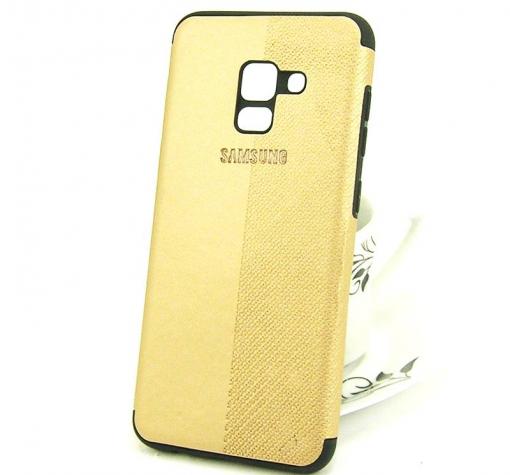 Луксозен силиконов калъф / гръб / TPU за Samsung A8 2018 A530F - златист / кожа