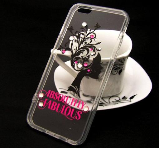Луксозен силиконов калъф / гръб / TPU с камъни за Apple iPhone 6 / Apple iPhone 6S - прозрачен / Absolutely Fabulous