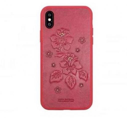 Луксозен твърд гръб за Apple iPhone X - Santa Barbara Polo Club AZALEA / червен