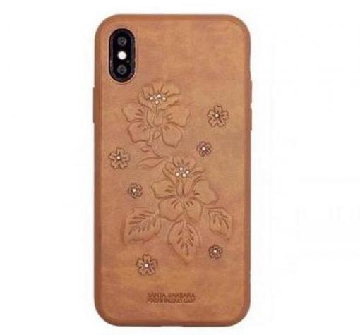 Луксозен твърд гръб за Apple iPhone X - Santa Barbara Polo Club AZALEA / кафяв
