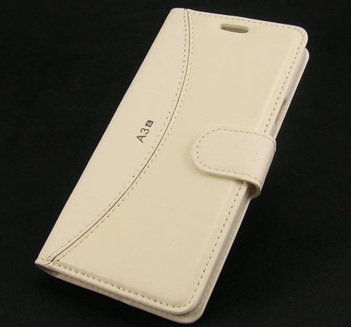 Кожен калъф Flip тефтер New Face със стойка за Samsung A3 2016 A310 - бял / Flexi
