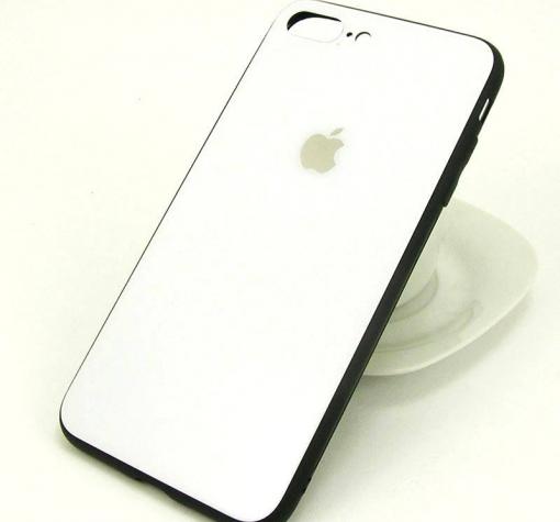 Луксозен стъклен твърд гръб за Apple iPhone 7 / iPhone 8 - бял / черен кант