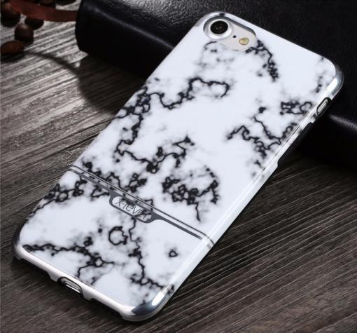 Луксозен силиконов калъф / гръб / TPU X-level Marble за Apple iPhone 7 Plus - бял