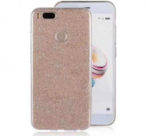 Луксозен силиконов гръб зa Xiaomi Mi A1 / 5X - златист / брокат