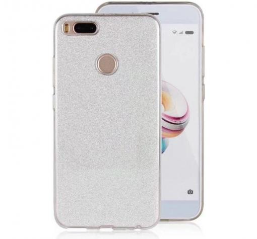 Луксозен силиконов гръб зa Xiaomi Mi A1 / 5X - сребрист / брокат