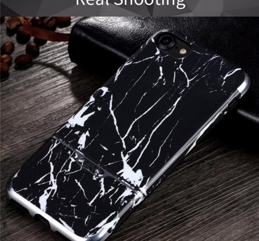 Луксозен силиконов калъф / гръб / TPU X-level Marble за Apple iPhone 7 Plus - черен
