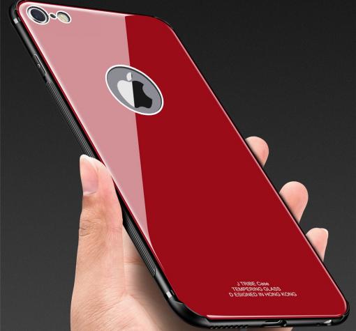 Луксозен стъклен твърд гръб за Apple iPhone 6 / iPhone 6S - червен