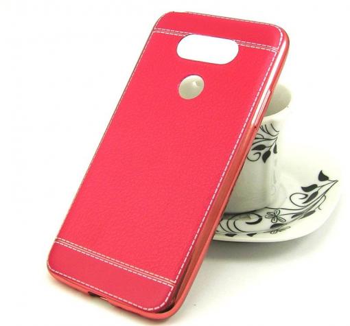 Луксозен силиконов калъф / гръб / TPU за LG G5 - цикламен / имитиращ кожа
