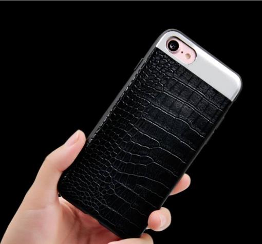 Оригинален гръб YANG за Apple iPhone 7 - черен / croco