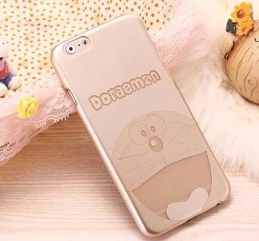Твърд гръб / капак / за Apple iPhone 6 / iPhone 6S - златист / Doraemon