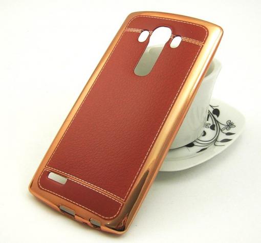 Луксозен силиконов калъф / гръб / TPU за LG G4 - кафяв / имитиращ кожа