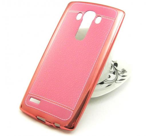 Луксозен силиконов калъф / гръб / TPU за LG G4 - розов / имитиращ кожа