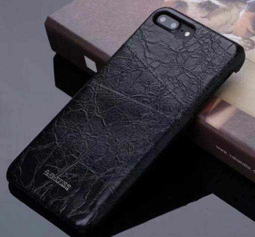 Луксозен кожен гръб G-Case Koco Series за Apple iPhone 7 Plus / iPhone 8 Plus - черен / Croco