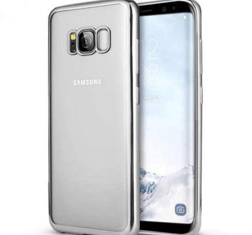 Оригинален силиконов калъф / гръб / TPU G-Case Plating за Samsung S8 Plus G955 - прозрачен / сребрист кант