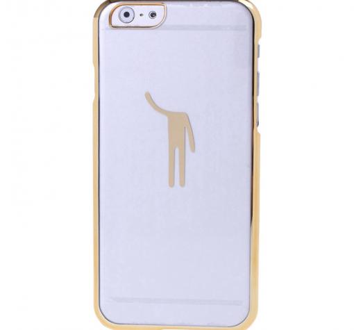 Твърд гръб / капак / за Apple iPhone 6 / iPhone 6S - прозрачен / човече / златен кант