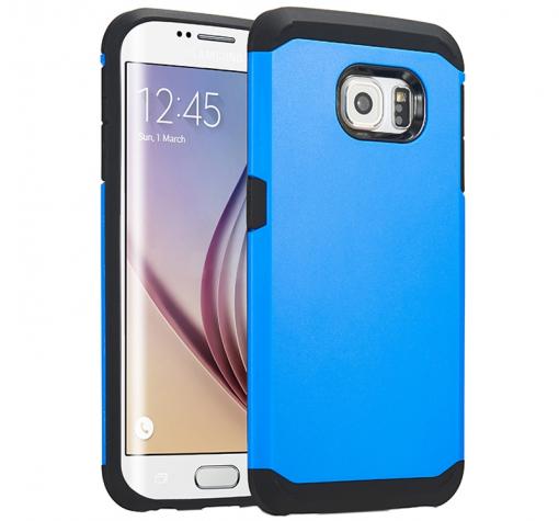 Твърд гръб със силикон / Hybrid за Samsung S6 Edge G925 - син
