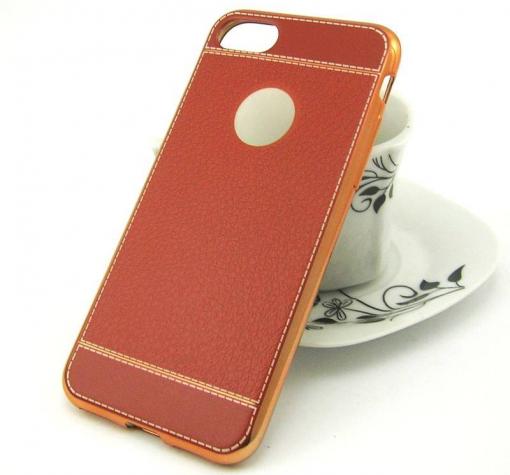Луксозен силиконов калъф / гръб / TPU за Apple iPhone 6 / iPhone 6S - светло кафяв / имитиращ кожа