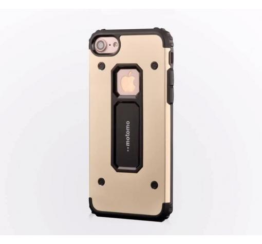 Силиконов гръб TPU MOTOMO Hybrid с твърда част 2в1 за Apple iPhone 7 - черно със златисто