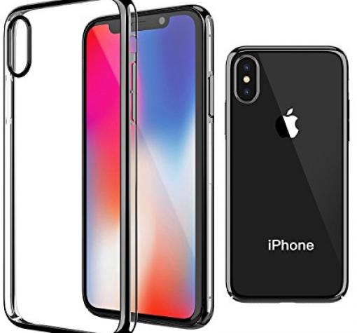 Луксозен твърд гръб за Apple iPhone X - прозрачен / черен кант