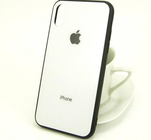 Луксозен стъклен твърд гръб за Apple iPhone X - бял