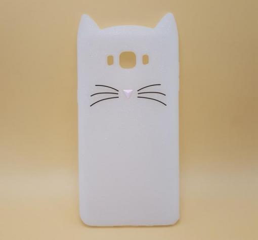 Силиконов калъф / гръб / TPU 3D за Samsung J5 2016 J510 - котешки ушички / бял с брокат