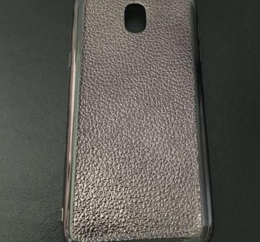 Луксозен силиконов калъф / гръб / TPU за Samsung J7 2017 J730 - тъмно сив / имитиращ кожа