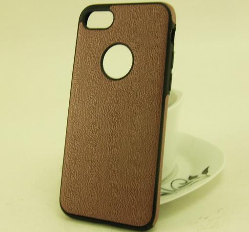 Луксозен силиконов калъф / гръб / TPU New Face за Apple iPhone 7 - кафяв / имитиращ кожа
