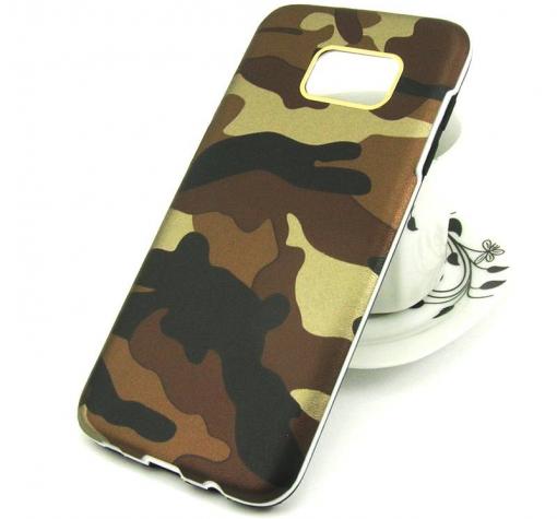 Луксозен твърд гръб за Samsung S7 Edge G935 - Camouflage / кафяв