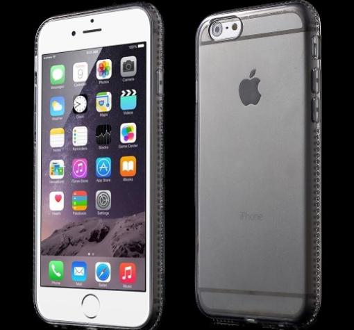 Луксозен силиконов калъф / гръб / TPU с камъни за Apple iPhone 6 / iPhone 6S - прозрачен / сив