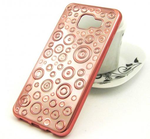 Луксозен силиконов калъф / гръб / TPU за Samsung A3 2016 A310 - Rose Gold / кръгове