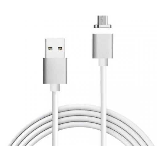 Магнитен USB кабел / USB Type-C Magnetic Charging Data Cable за Samsung A6 Plus 2018 - сребрист / бял