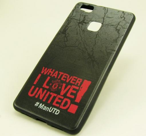 Луксозен силиконов калъф/ гръб / TPU за Huawei P9 Lite -черен / Manchester United / I Love United