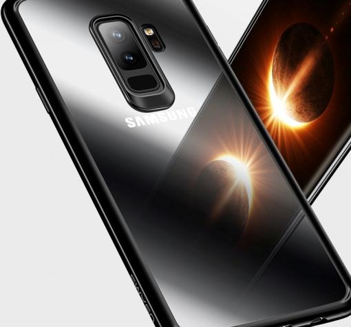 Луксозен гръб USAMS MANT Series за Samsung S9 G960 - прозрачен / черен кант
