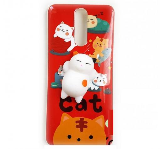 Луксозен силиконов калъф / гръб / TPU 4D Squishy за Samsung J5 2017 J530 - червен / Cat