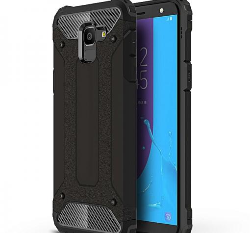 Силиконов гръб TPU Spigen Hybrid с твърда част за Samsung J6 2018 - черен