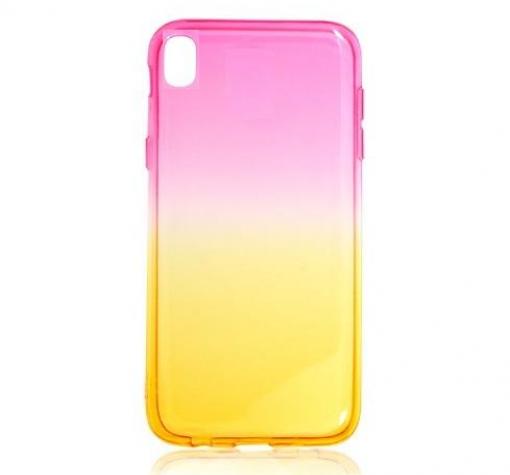 Силиконов калъф / гръб / TPU за Apple iPhone X - розово и жълто / преливащ