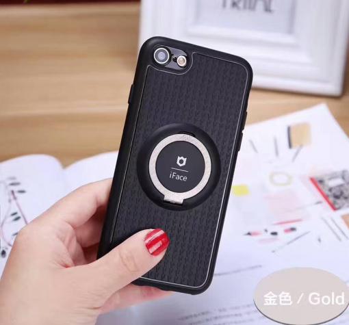 Силиконов калъф / гръб / TPU iFace Hamee Magnetic Finger Ring Car Holder за Huawei P10 Lite - черен със златно