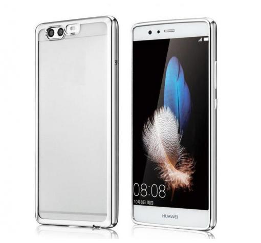 Луксозен силиконов калъф / гръб / TPU за Huawei P10 - прозрачен / сребрист кант