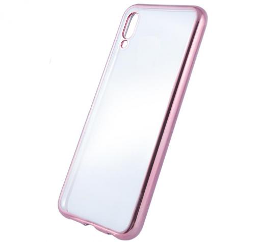 Луксозен силиконов калъф / гръб / TPU за Huawei P20 - прозрачен / Rose Gold кант