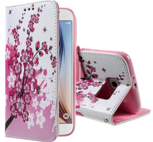 Кожен калъф Flip тефтер Flexi със стойка за Samsung S6 G920 - Peach Blossom