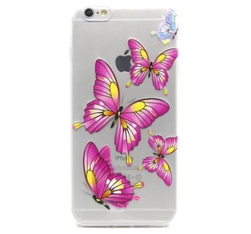 Ултра тънък силиконов калъф / гръб / TPU Ultra Thin за Apple iPhone 6 Plus / iPhone 6S Plus - прозрачен / пеперуди