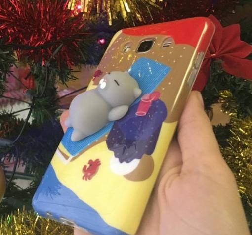 Луксозен силиконов калъф / гръб / TPU 4D Squishy за Samsung J3 / J3 2016 J320 - цветен / плаж / Cat