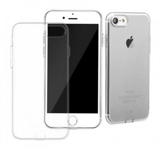 Оригинален силиконов калъф / гръб / TPU Baseus Simple Series Pluggy Case за iPhone 7 / iPhone 8 - прозрачен
